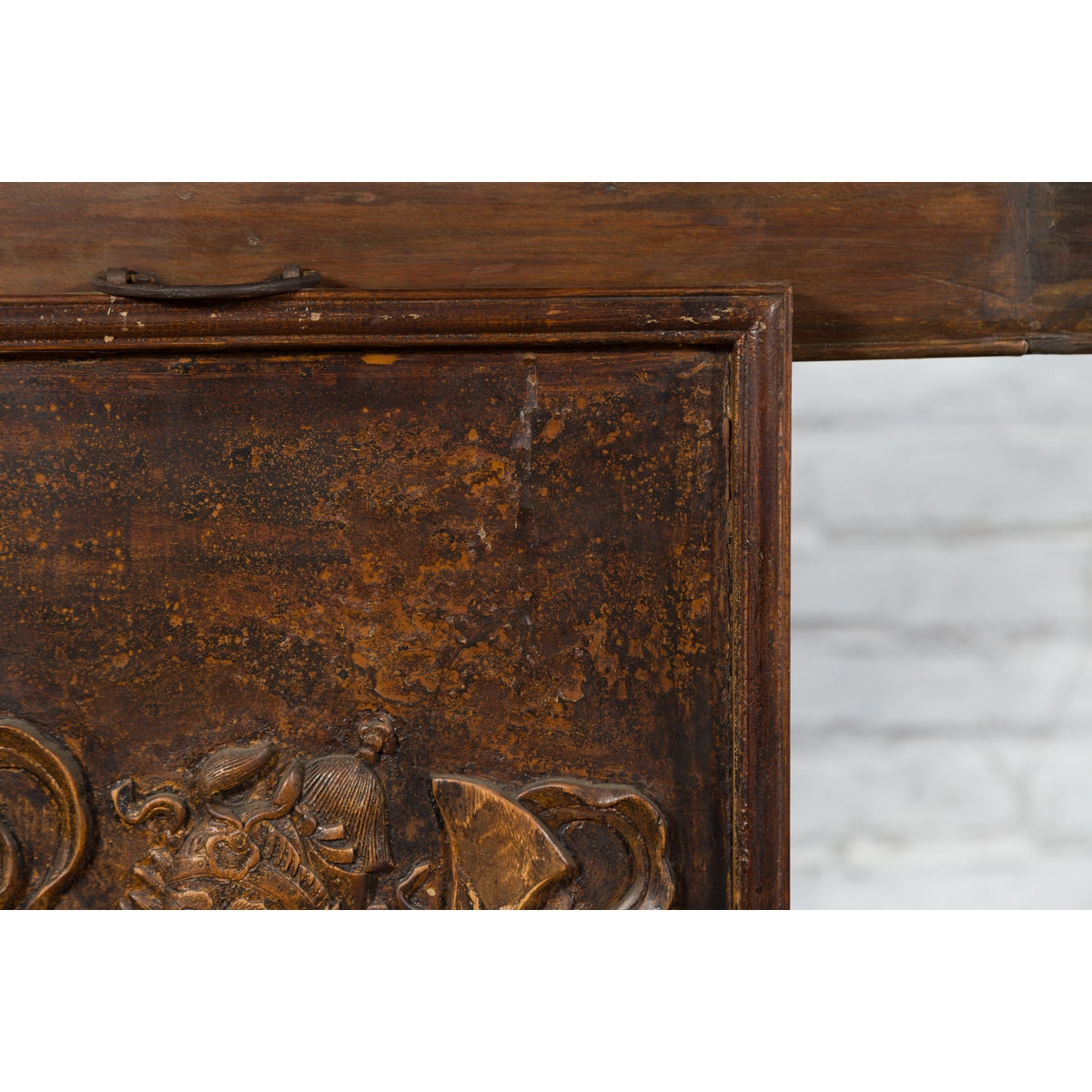 Chinese Zhejiang Vintage Low-Relief Wall Plaque Depicting a Celestial Guardian-11. Asian &amp; Chinese Furniture, Art, Antiques, Vintage Home Décor for sale at FEA Home