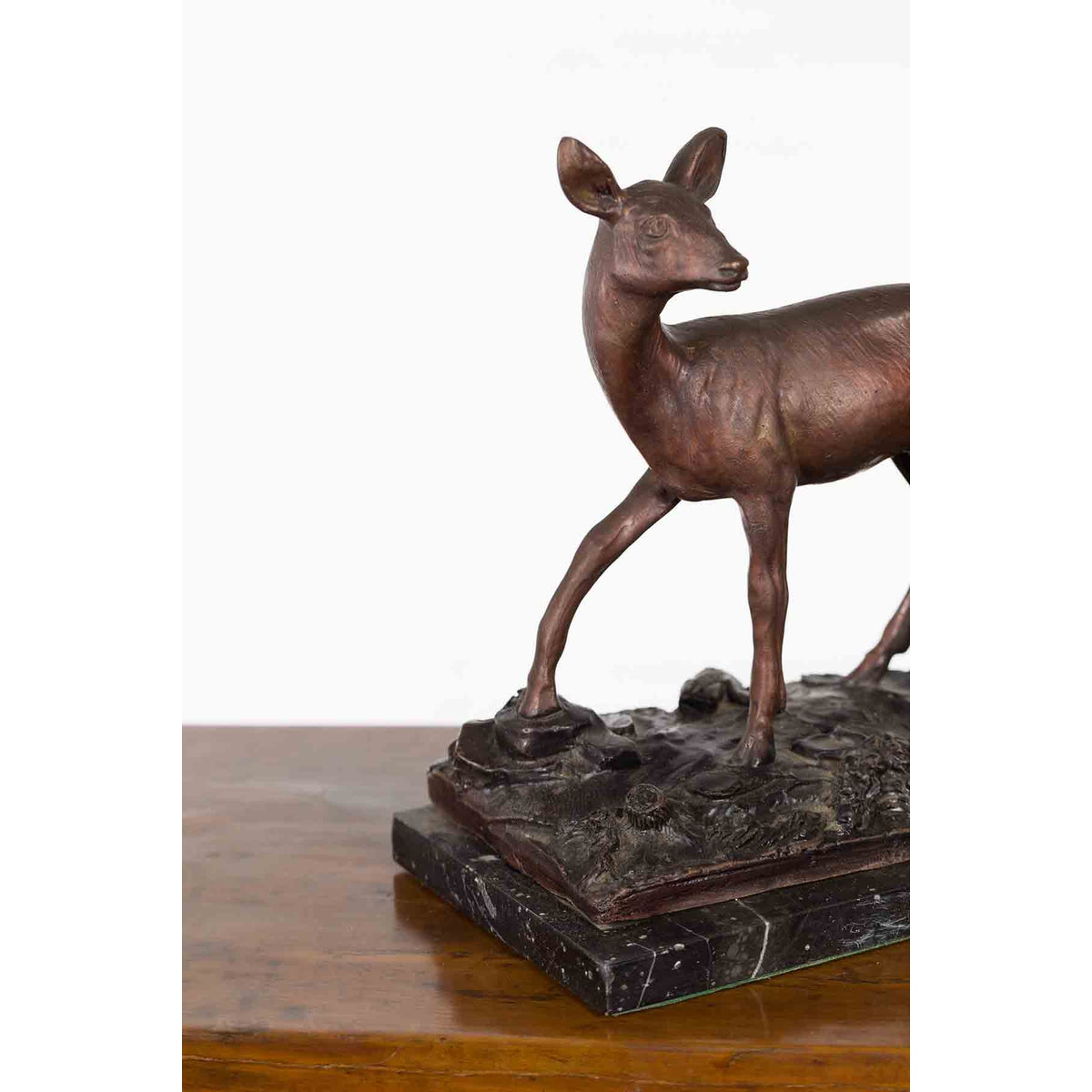 Vintage Lost Wax Cast Bronze Statuette of a Deer Mounted on Marble Base-9. Asian &amp; Chinese Furniture, Art, Antiques, Vintage Home Décor for sale at FEA Home
