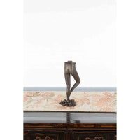 Vintage Bronze Ballerina Leg Candle Holder in Battement Frappé Position