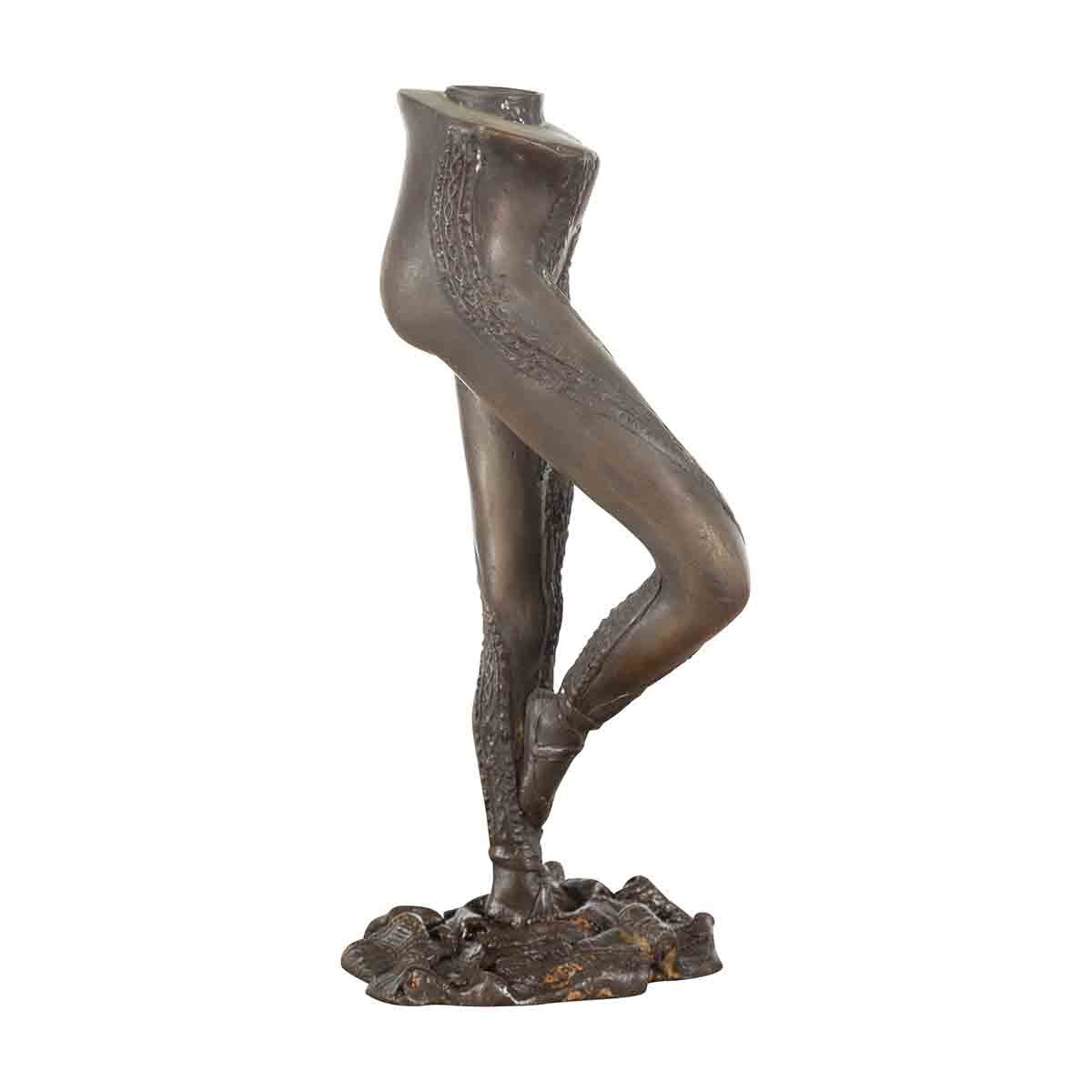 Vintage Bronze Ballerina Leg Candle Holder in Battement Frappé Position-1. Asian & Chinese Furniture, Art, Antiques, Vintage Home Décor for sale at FEA Home