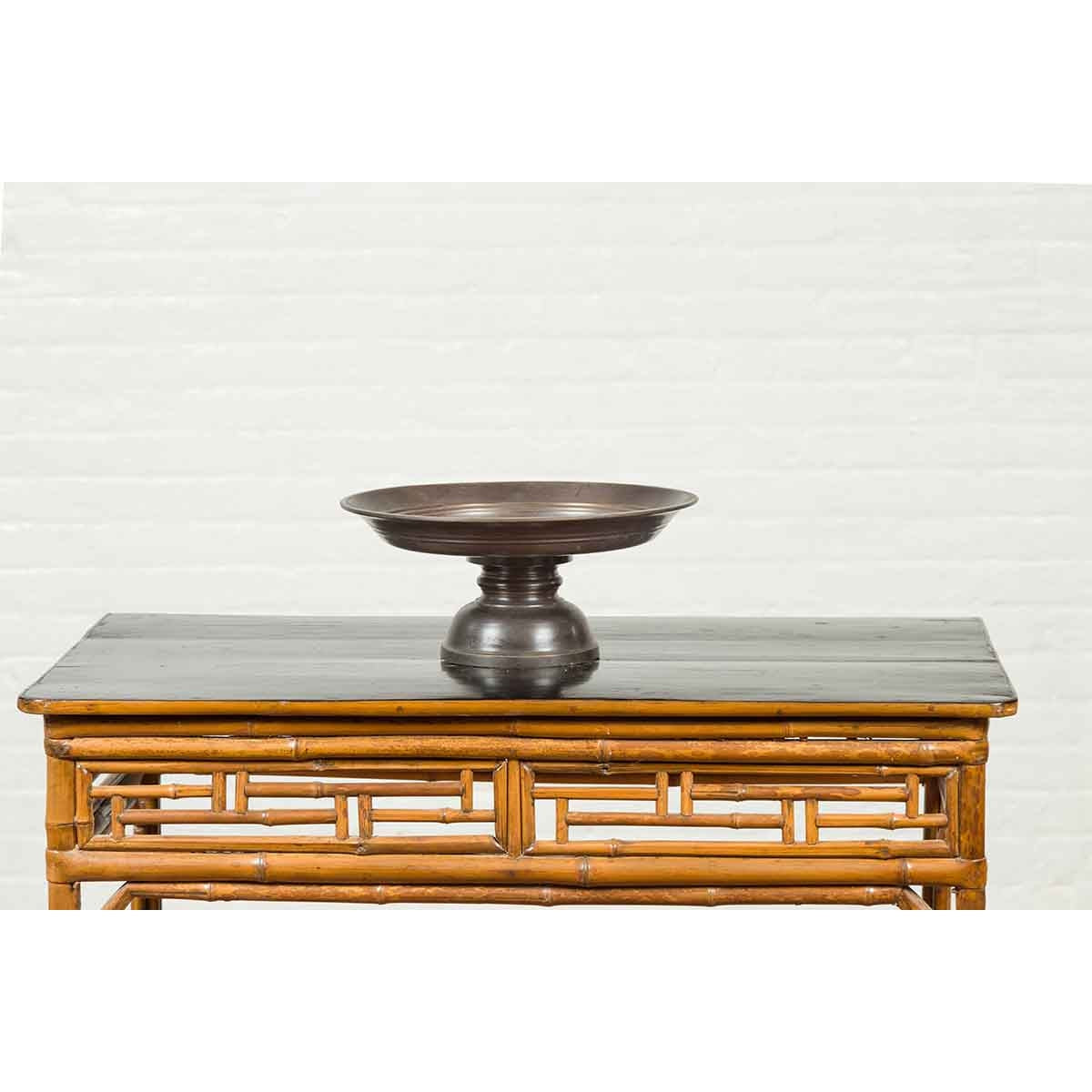 Vintage Cast Bronze Circular Cake Stand with Dark Patina-7. Asian &amp; Chinese Furniture, Art, Antiques, Vintage Home Décor for sale at FEA Home