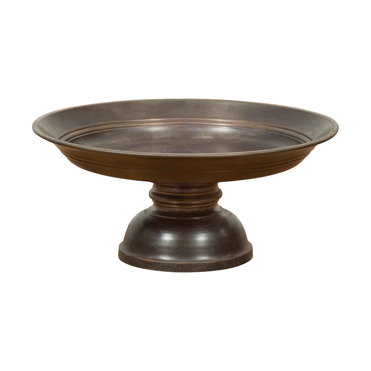 Vintage Cast Bronze Circular Cake Stand with Dark Patina-1. Asian & Chinese Furniture, Art, Antiques, Vintage Home Décor for sale at FEA Home