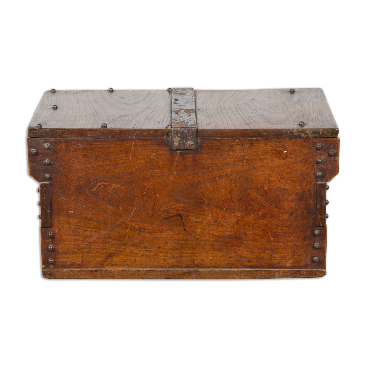 Indonesian 19th Century Wooden Trunk with Partially Removable Top and Iron Studs-1. Asian & Chinese Furniture, Art, Antiques, Vintage Home Décor for sale at FEA Home