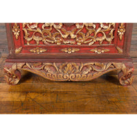 Antique Madura Hand Carved Wooden Treasure Chest with Red and Gold Décor-YNE851-10. Asian & Chinese Furniture, Art, Antiques, Vintage Home Décor for sale at FEA Home