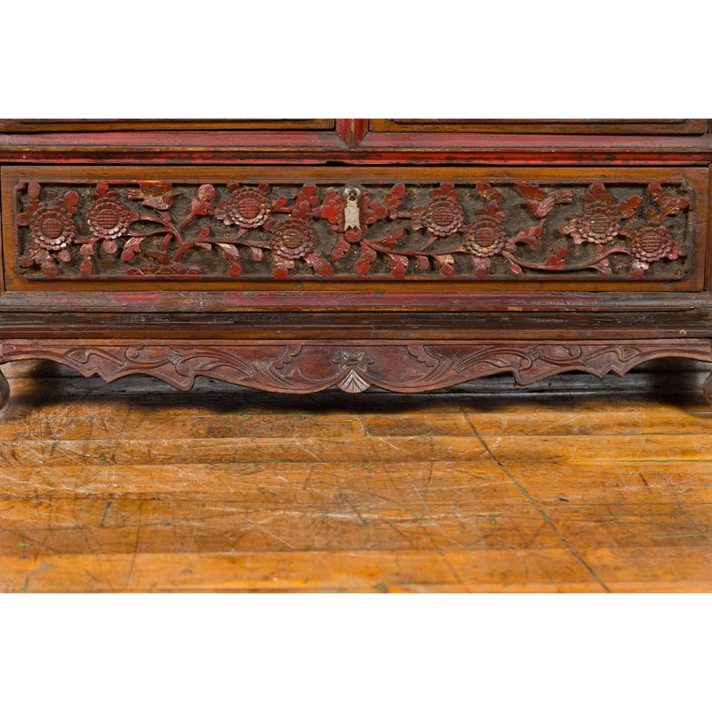 Early 20th Century Madurese Treasure Chest with Hand-Carved Floral Décor