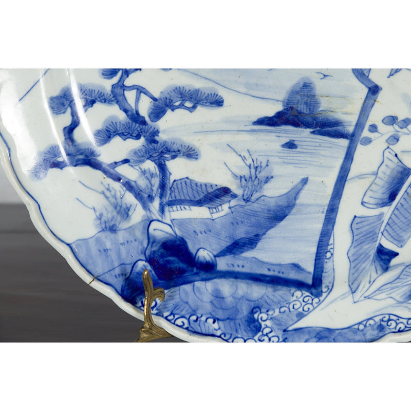 Japanese 19th Century Porcelain Imari Plate with Painted Blue and White Décor-10. Asian & Chinese Furniture, Art, Antiques, Vintage Home Décor for sale at FEA Home