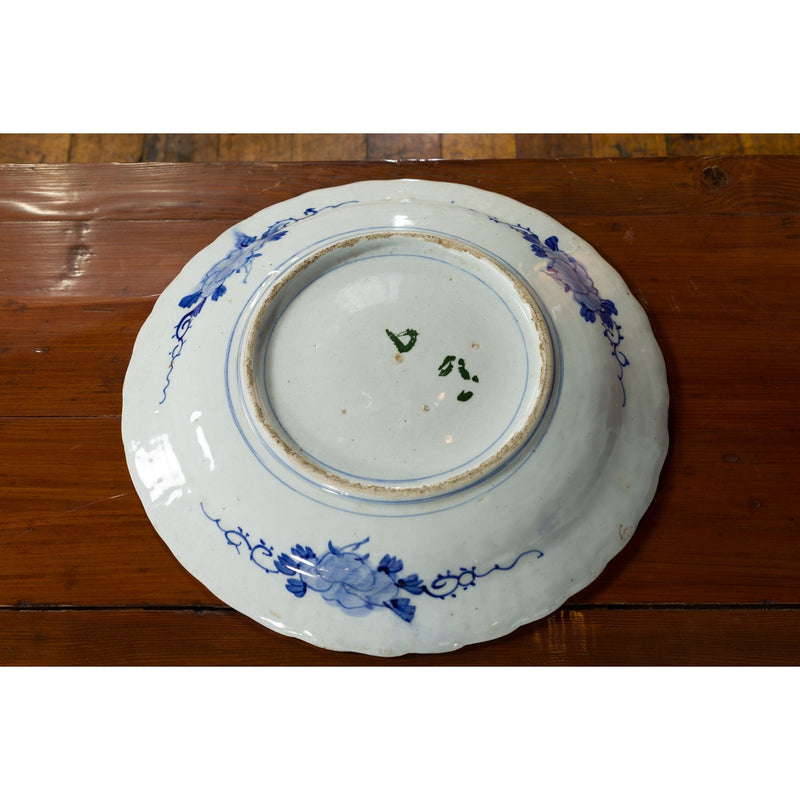 Japanese 19th Century Porcelain Imari Plate with Painted Blue and White Décor-14. Asian & Chinese Furniture, Art, Antiques, Vintage Home Décor for sale at FEA Home
