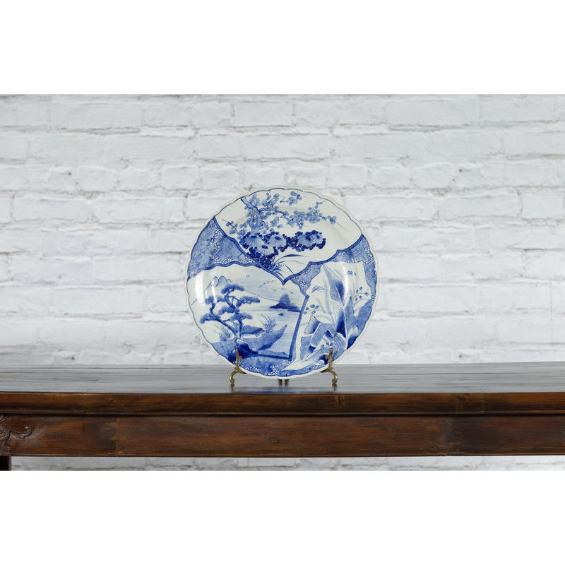 Japanese 19th Century Porcelain Imari Plate with Painted Blue and White Décor-2. Asian & Chinese Furniture, Art, Antiques, Vintage Home Décor for sale at FEA Home