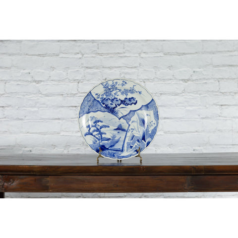 Japanese 19th Century Porcelain Imari Plate with Painted Blue and White Décor-2. Asian & Chinese Furniture, Art, Antiques, Vintage Home Décor for sale at FEA Home