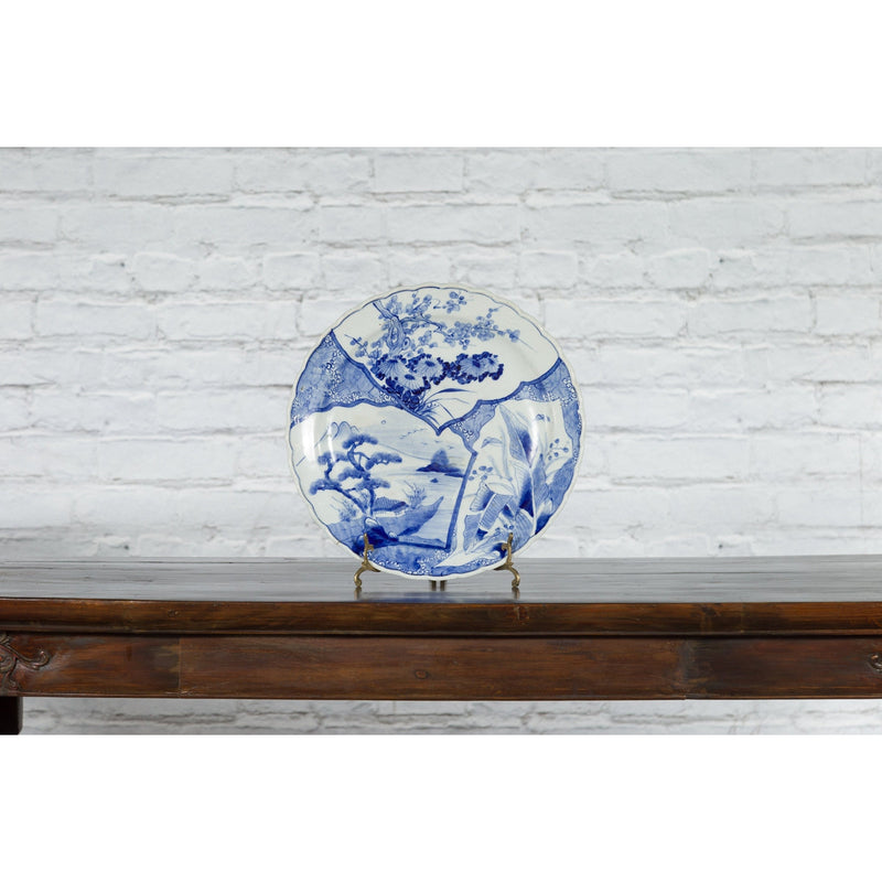Japanese 19th Century Porcelain Imari Plate with Painted Blue and White Décor-3. Asian & Chinese Furniture, Art, Antiques, Vintage Home Décor for sale at FEA Home