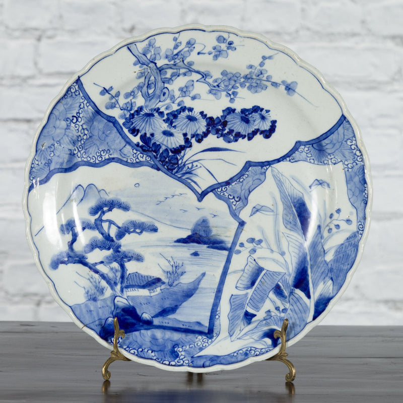 Japanese 19th Century Porcelain Imari Plate with Painted Blue and White Décor-4. Asian & Chinese Furniture, Art, Antiques, Vintage Home Décor for sale at FEA Home