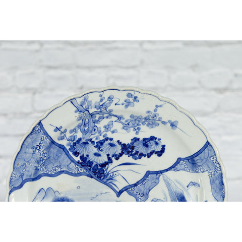 Japanese 19th Century Porcelain Imari Plate with Painted Blue and White Décor-5. Asian & Chinese Furniture, Art, Antiques, Vintage Home Décor for sale at FEA Home