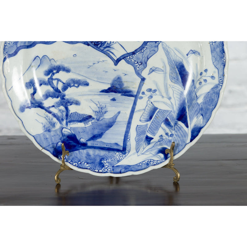 Japanese 19th Century Porcelain Imari Plate with Painted Blue and White Décor-6. Asian & Chinese Furniture, Art, Antiques, Vintage Home Décor for sale at FEA Home