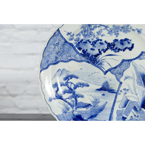 Japanese 19th Century Porcelain Imari Plate with Painted Blue and White Décor-7. Asian & Chinese Furniture, Art, Antiques, Vintage Home Décor for sale at FEA Home