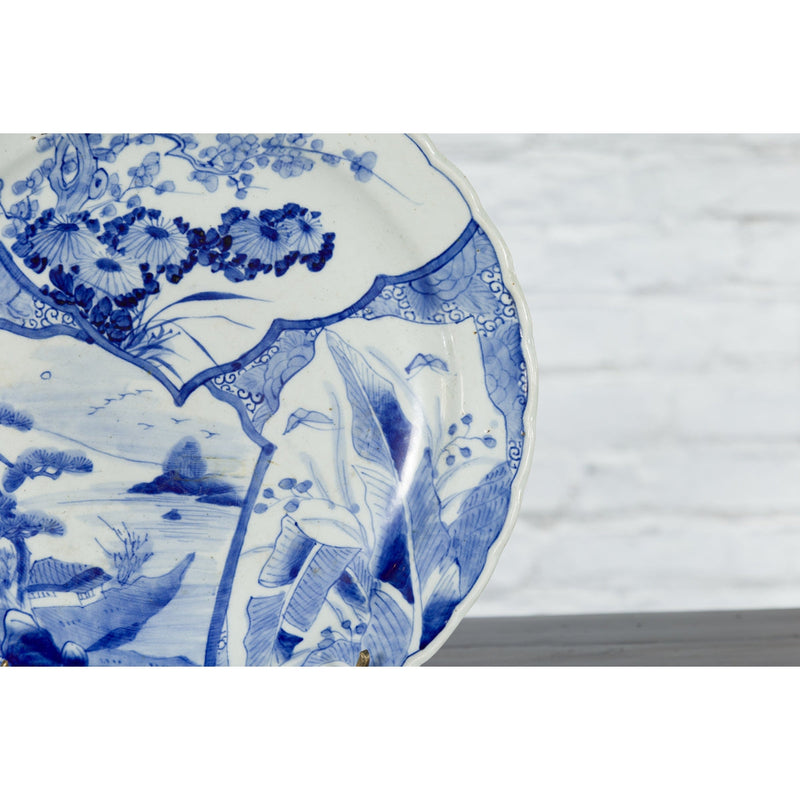 Japanese 19th Century Porcelain Imari Plate with Painted Blue and White Décor-8. Asian & Chinese Furniture, Art, Antiques, Vintage Home Décor for sale at FEA Home