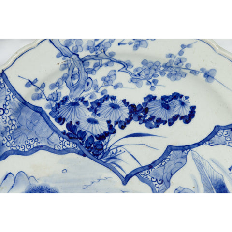 Japanese 19th Century Porcelain Imari Plate with Painted Blue and White Décor-9. Asian & Chinese Furniture, Art, Antiques, Vintage Home Décor for sale at FEA Home