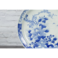 19th Century Japanese Porcelain Imari Plate with Painted Blue and White Décor