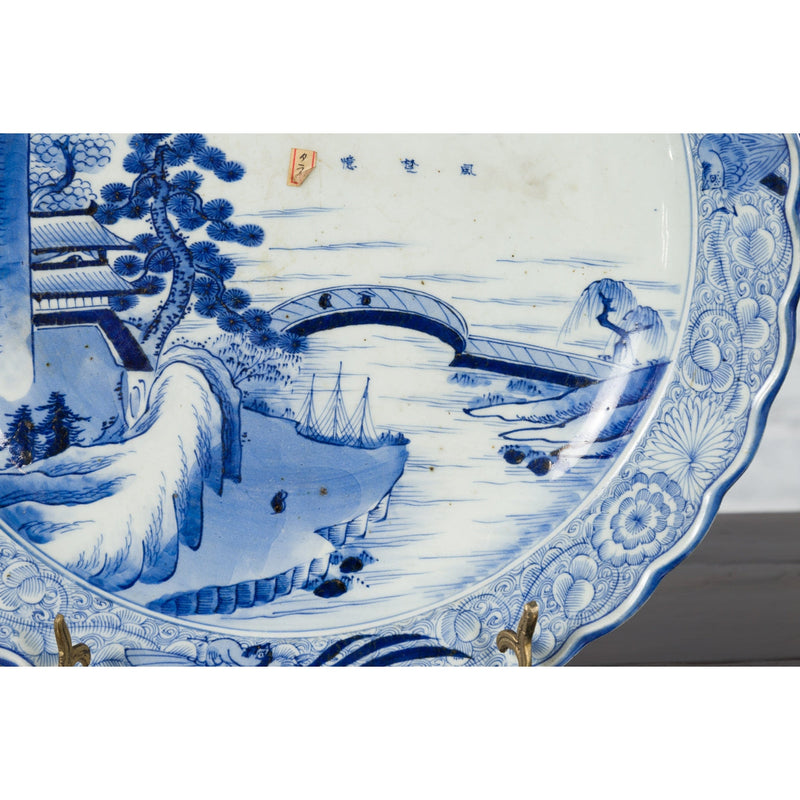 19th Century Japanese Porcelain Imari Plate with Painted Blue and White Décor - Antique Chinese and Vintage Asian Furniture for Sale at FEA Home