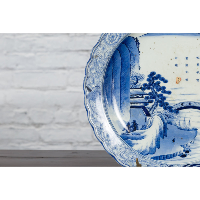 19th Century Japanese Porcelain Imari Plate with Painted Blue and White Décor - Antique Chinese and Vintage Asian Furniture for Sale at FEA Home