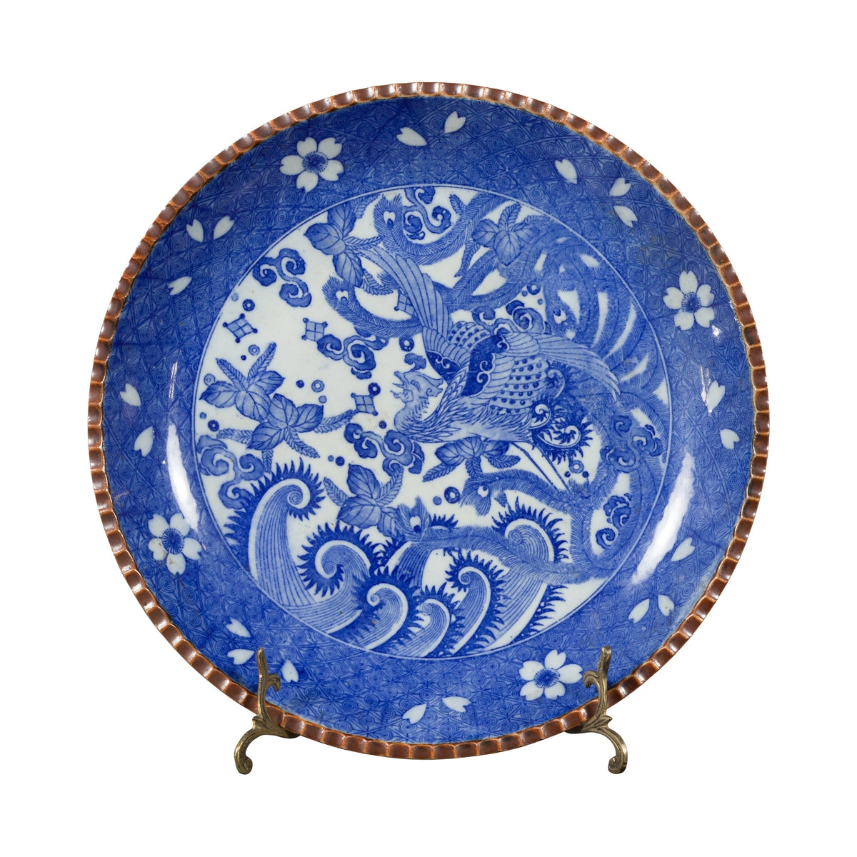 Meiji Period Japanese Igezara Transferware Plate with Phoenix and Foliage Motifs-1. Asian &amp; Chinese Furniture, Art, Antiques, Vintage Home Décor for sale at FEA Home