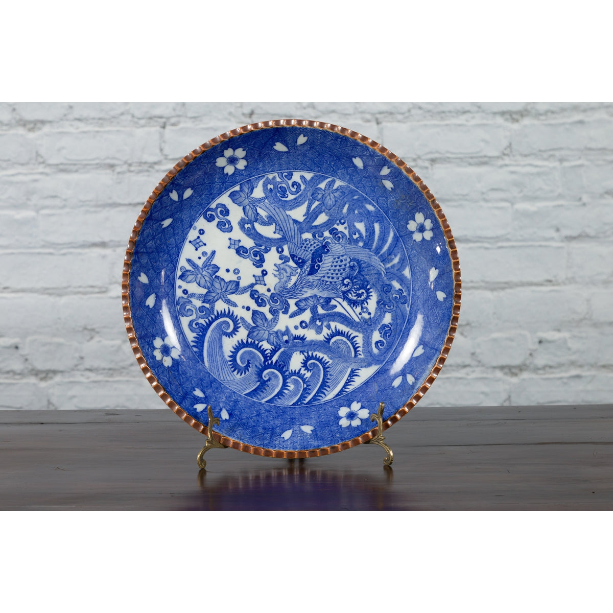 Meiji Period Japanese Igezara Transferware Plate with Phoenix and Foliage Motifs-3. Asian &amp; Chinese Furniture, Art, Antiques, Vintage Home Décor for sale at FEA Home