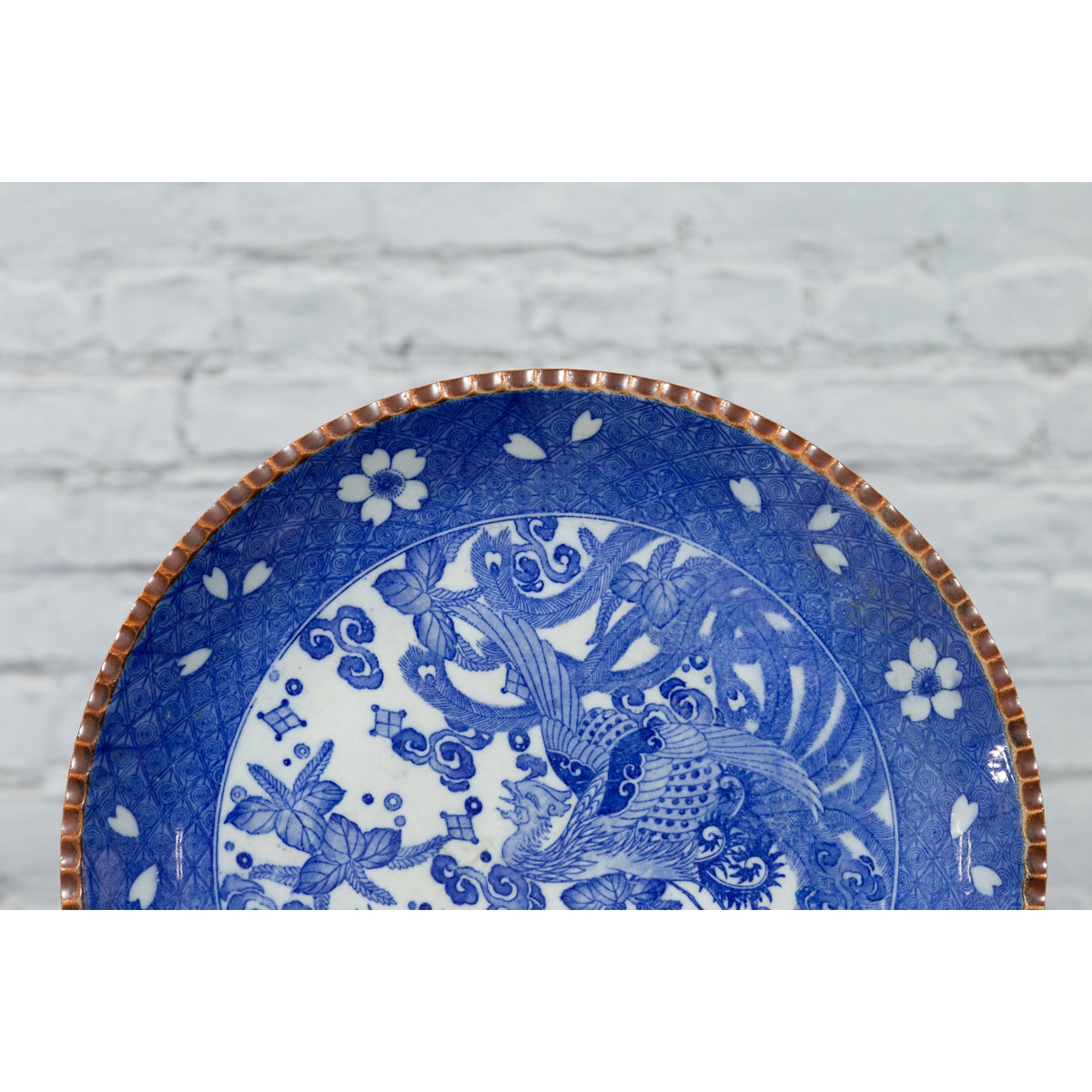 Meiji Period Japanese Igezara Transferware Plate with Phoenix and Foliage Motifs-4. Asian &amp; Chinese Furniture, Art, Antiques, Vintage Home Décor for sale at FEA Home