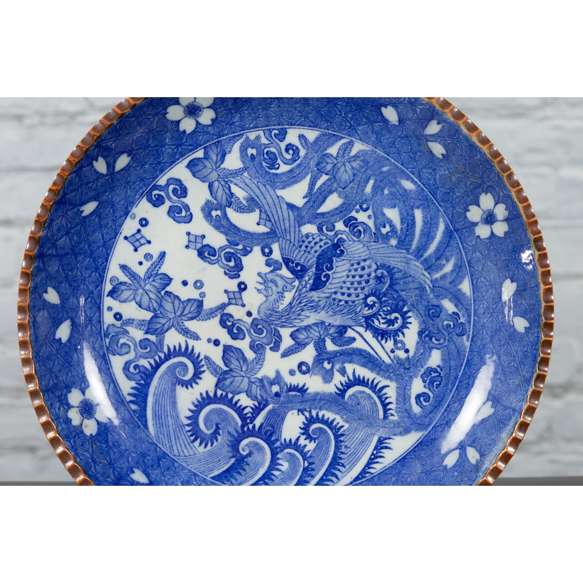 Meiji Period Japanese Igezara Transferware Plate with Phoenix and Foliage Motifs-5. Asian &amp; Chinese Furniture, Art, Antiques, Vintage Home Décor for sale at FEA Home