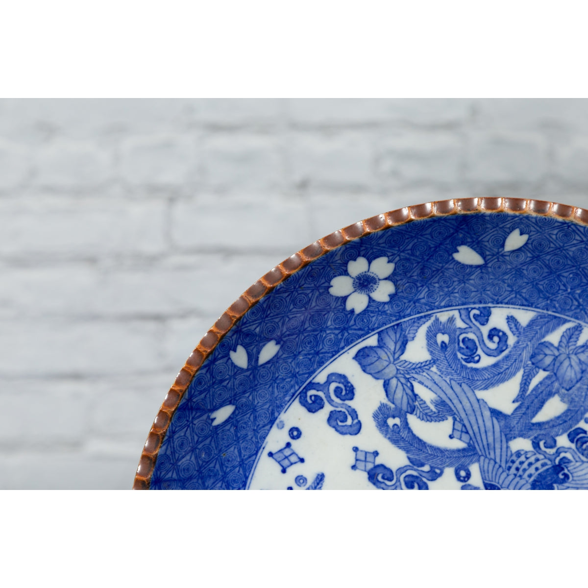 Meiji Period Japanese Igezara Transferware Plate with Phoenix and Foliage Motifs-7. Asian &amp; Chinese Furniture, Art, Antiques, Vintage Home Décor for sale at FEA Home
