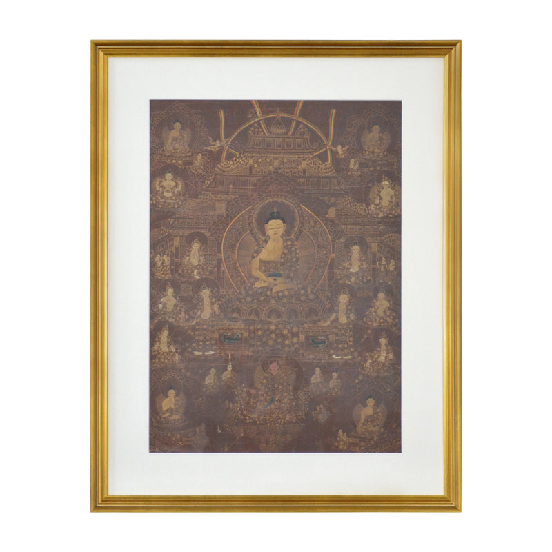 Vintage Tibetan Hand-Painted Thangka Painting Depicting Buddhist Deities- Asian Antiques, Vintage Home Decor & Chinese Furniture - FEA Home