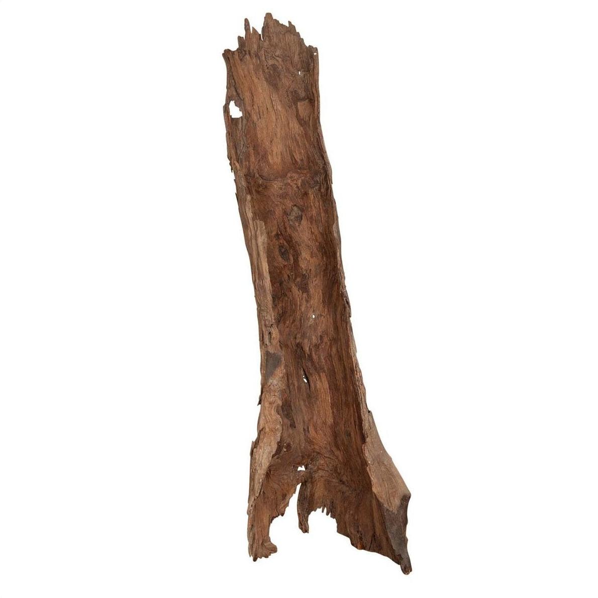 Beige driftwood carving with jagged edges, wood material, from Northern Thailand on a plain white background.