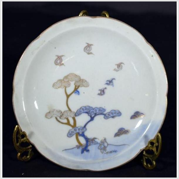 Antique Asian Hand Painted Porcelain Plate – Windswept Pines, Stylized Birds-1. Asian & Chinese Furniture, Art, Antiques, Vintage Home Décor for sale at FEA Home