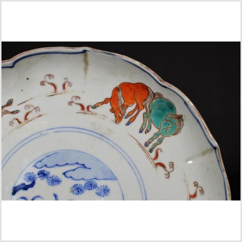 Antique Asian Hand Painted Porcelain Plate – Prancing Goats, Chrysanthemum Scene-2. Asian & Chinese Furniture, Art, Antiques, Vintage Home Décor for sale at FEA Home