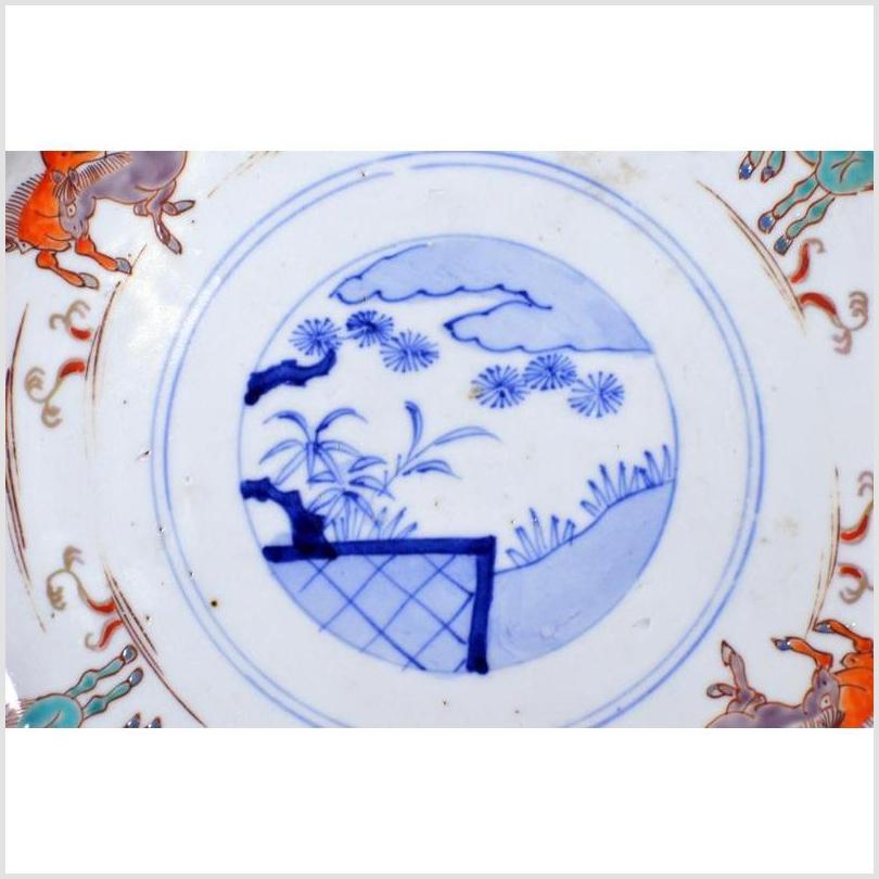 Antique Asian Hand Painted Porcelain Plate – Prancing Goats, Chrysanthemum Scene-4. Asian &amp; Chinese Furniture, Art, Antiques, Vintage Home Décor for sale at FEA Home