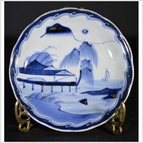 Antique Asian Hand Painted Porcelain Plate – River Pavilion, Willow Grove-1. Asian & Chinese Furniture, Art, Antiques, Vintage Home Décor for sale at FEA Home