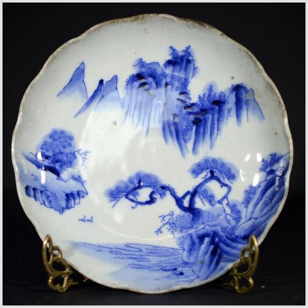 Antique Asian Hand Painted Porcelain Plate – Mountain Landscape, Willow Trees-1. Asian & Chinese Furniture, Art, Antiques, Vintage Home Décor for sale at FEA Home