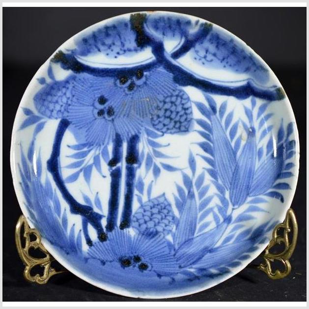 Antique Asian Hand Painted Porcelain Plate – Pine Cone Cluster, Dense Foliage-1. Asian & Chinese Furniture, Art, Antiques, Vintage Home Décor for sale at FEA Home
