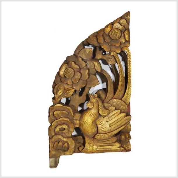 Antique Asian Ornate Temple Carving – Gilded Phoenix, Peony Bloom-1. Asian & Chinese Furniture, Art, Antiques, Vintage Home Décor for sale at FEA Home