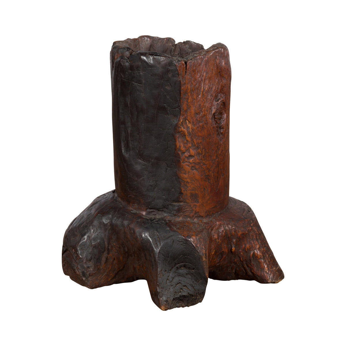 Antique Asian Teak Wood Folk Style Tree Trunk Planter Originally Used as Mortar-1. Asian & Chinese Furniture, Art, Antiques, Vintage Home Décor for sale at FEA Home