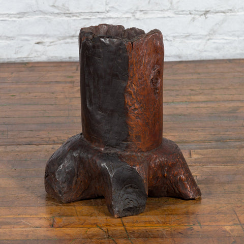 Antique Asian Teak Wood Folk Style Tree Trunk Planter Originally Used as Mortar-3. Asian & Chinese Furniture, Art, Antiques, Vintage Home Décor for sale at FEA Home