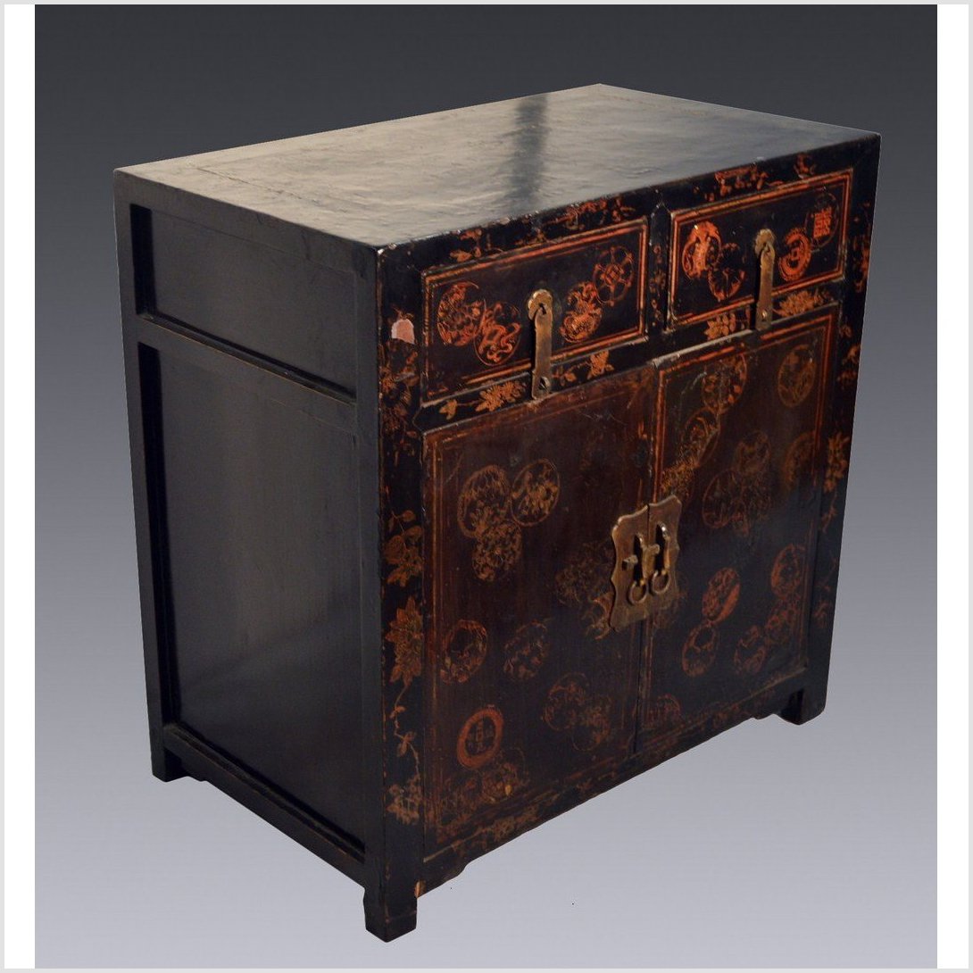 Antique Black Chinese Chinoiserie Cabinet-2. Asian & Chinese Furniture, Art, Antiques, Vintage Home Décor for sale at FEA Home
