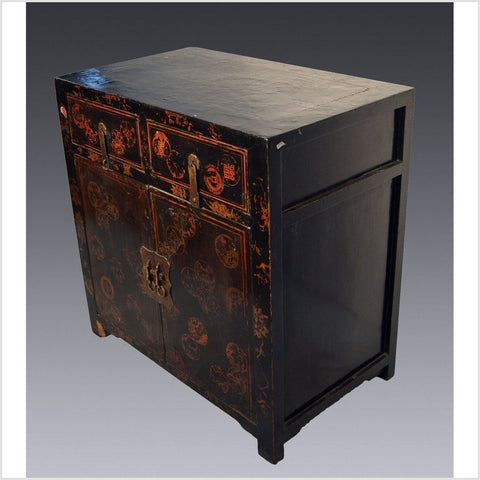 Antique Black Chinese Chinoiserie Cabinet