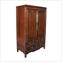 Antique Black Wood & Rosewood Lacquered Cabinet / Armoire 