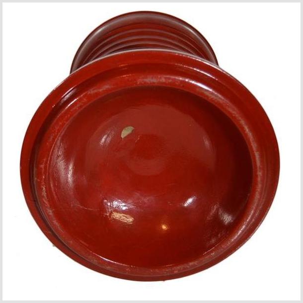 Antique Burmese Ceremonial Holder – Flared Ribbed Base, Lacquer Red-2. Asian & Chinese Furniture, Art, Antiques, Vintage Home Décor for sale at FEA Home