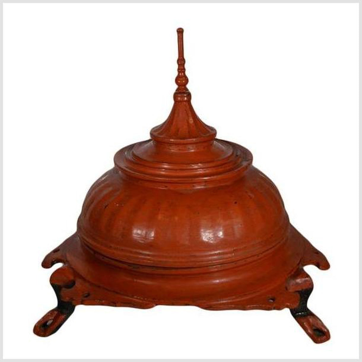 Antique Burmese Red Carved Wood Offering Basket from the 19th Century-1. Asian & Chinese Furniture, Art, Antiques, Vintage Home Décor for sale at FEA Home