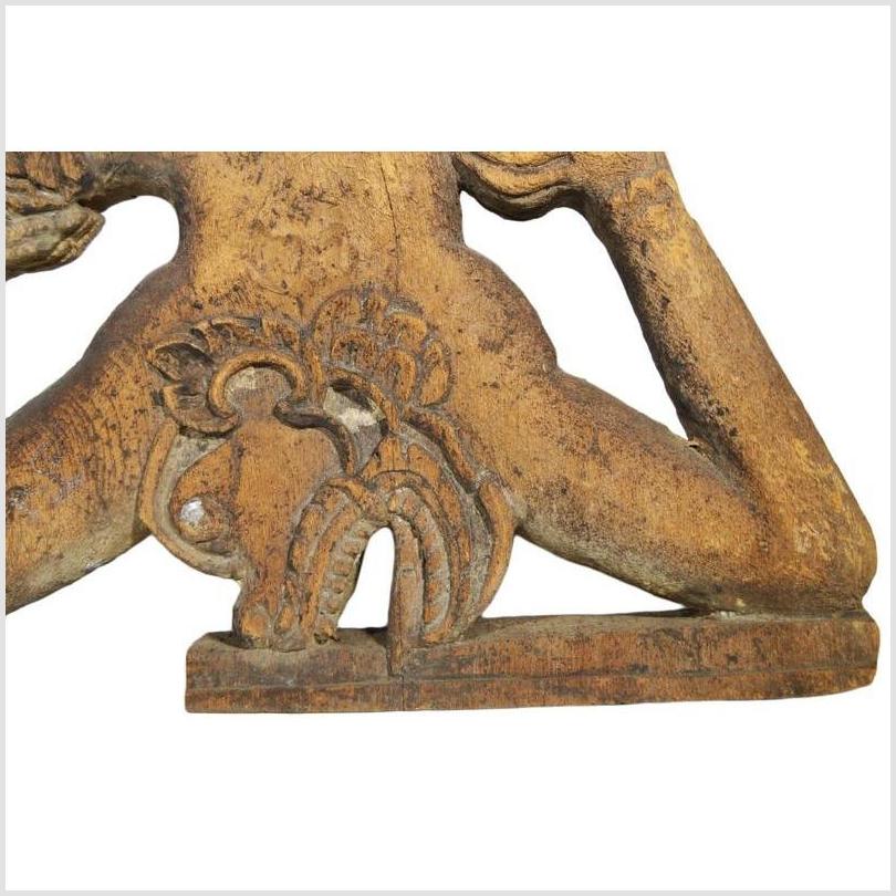 Antique Burmese Temple Carving – Kneeling Guardian Figure, Elongated Form-5. Asian &amp; Chinese Furniture, Art, Antiques, Vintage Home Décor for sale at FEA Home