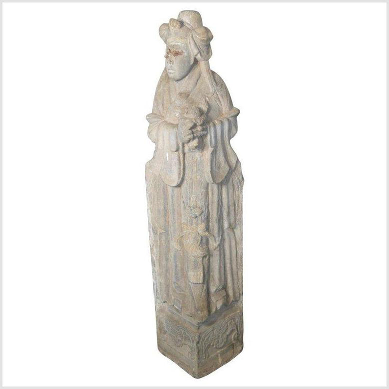 Antique Carved Stone Temple Sculpture of a Woman from, China, 17th Century- Asian Antiques, Vintage Home Decor & Chinese Furniture - FEA Home