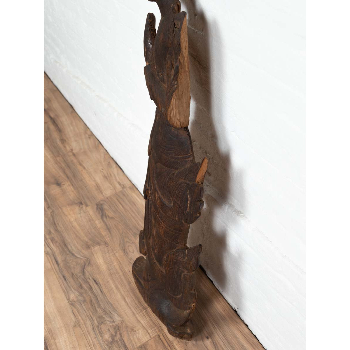 Antique Carved Wooden Sculpture of a Thai Praying with Dark Brown Patina-13. Asian &amp; Chinese Furniture, Art, Antiques, Vintage Home Décor for sale at FEA Home