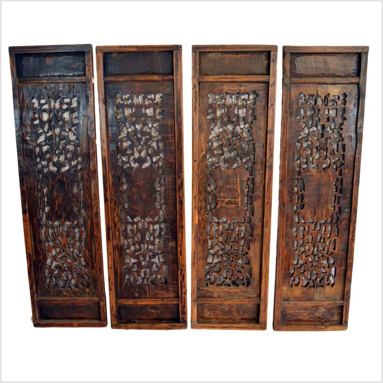 Antique Chinese 4 Panel Screen-11. Asian &amp; Chinese Furniture, Art, Antiques, Vintage Home Décor for sale at FEA Home