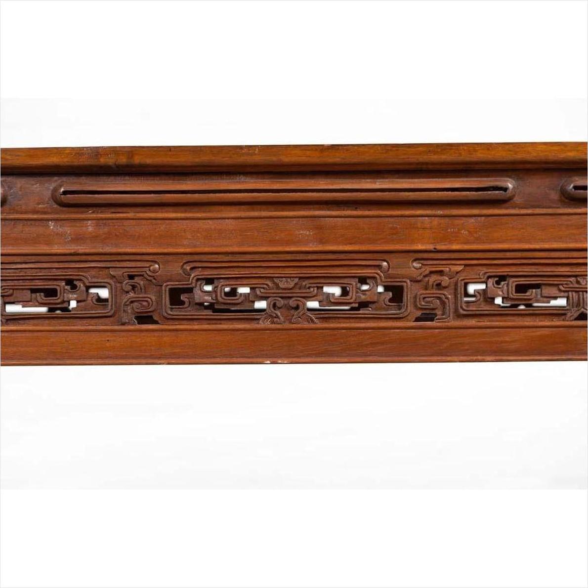 Antique Chinese Altar Console Table with Overhang Top and Open Fretwork Scrolls-7. Asian &amp; Chinese Furniture, Art, Antiques, Vintage Home Décor for sale at FEA Home