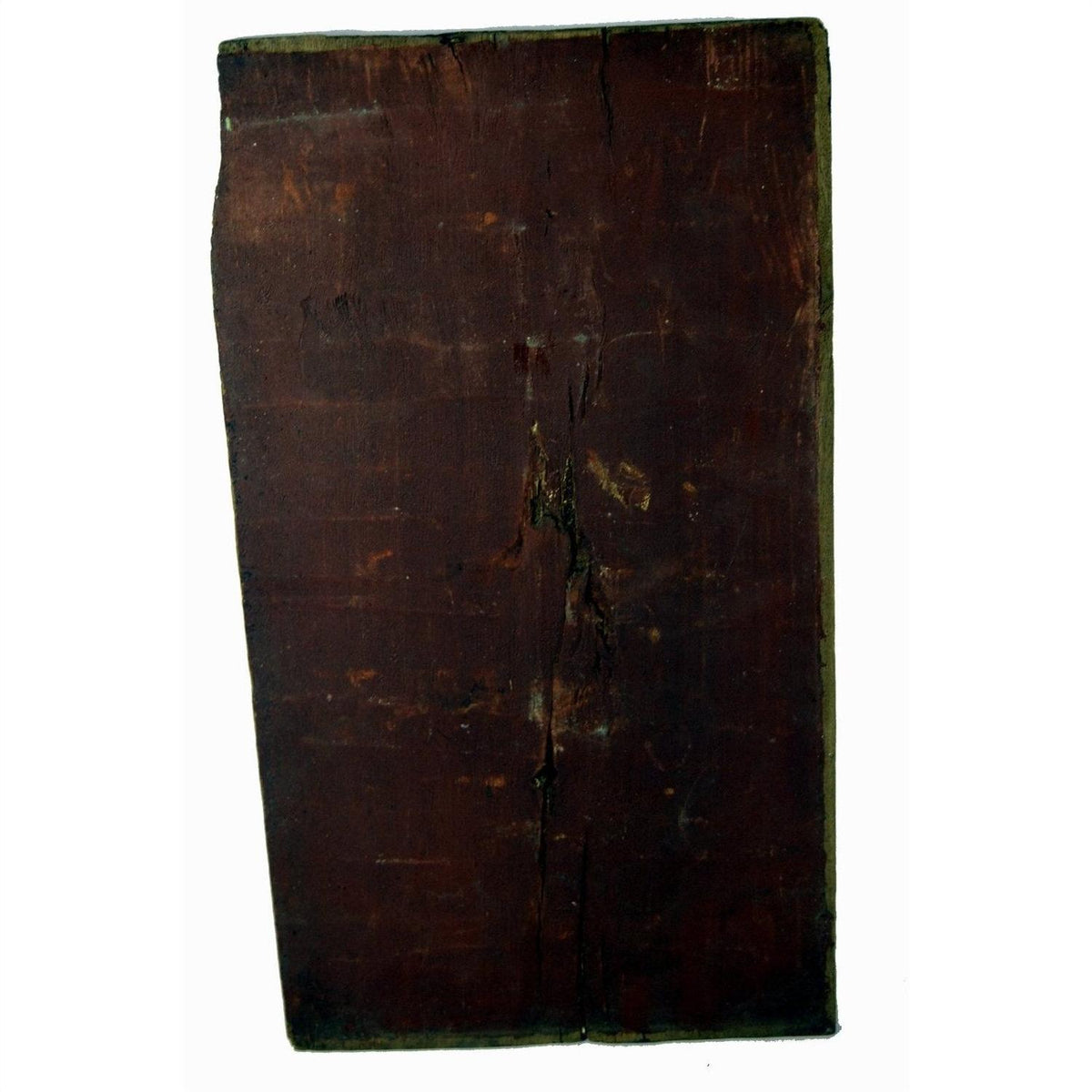 Dark brown wood plaque with visible cracks, rectangular shape, 11.5 x 6 x 0.75 inches.